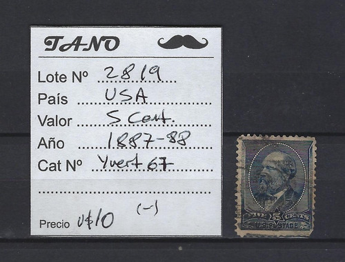 Lote2819 Estados Unidos 5 Cent. Año 1887-88 Yvert# 67