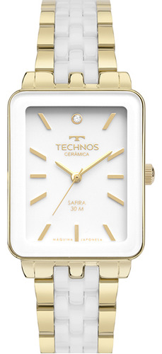 Relógio Technos Feminino Ceramic - Safira Dourado 2035mzp 1b