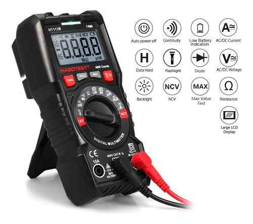 Habotest Multímetro Digital Gama Automática True Rms 4000