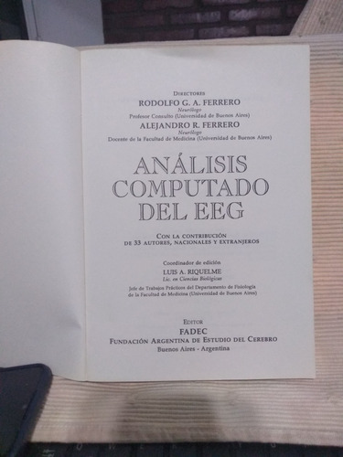 Análisis Computado Del Eeg - R. Ferrero, A. Ferrero (Usado)