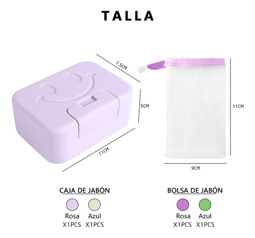 Jabonera De 2 Piezas Con 2 Bolsas, Tapa Y Portátil Para