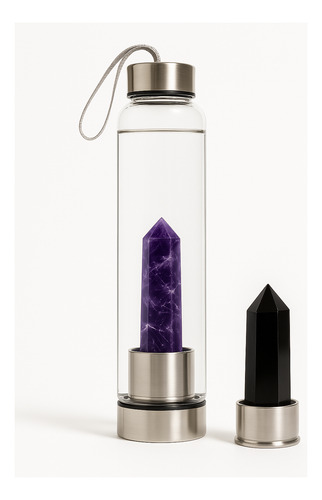 Combo Botella Elixir Cristal + Repuesto Cristales Naturales. Obsidiana