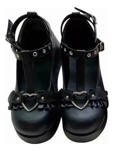 Zapatos Lolita Mujerplataforma Punk Gótica Negra