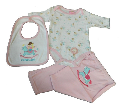  Set En Algodon 100%  Bordado 3 Piezas Para Bebe