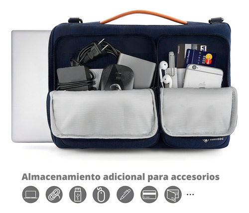 Tomtoc- Bolso De Hombro A42 Para 13'' Macbook Pro/air Color Azul oscuro