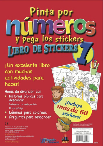 Pinta Por Numeros Y Pega Los Stickers Libro 1, De Lion Hudson. Editorial Mundo Hispano, Tapa Blanda, Edición Fisico En Español, 2013