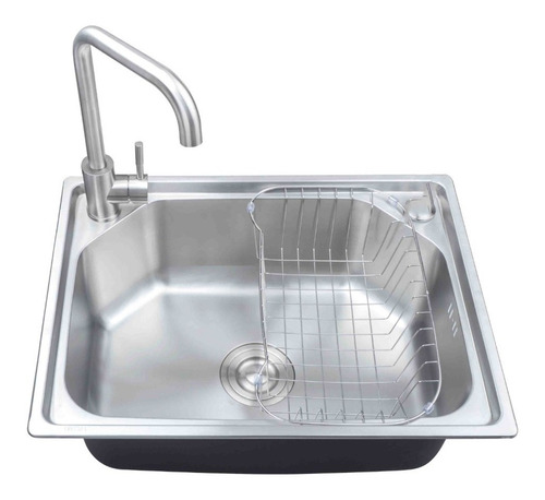Imagem 4 de 6 de Cuba Inox Cozinha Gourmet Com Torneira Misturador 57 X 43 Cm
