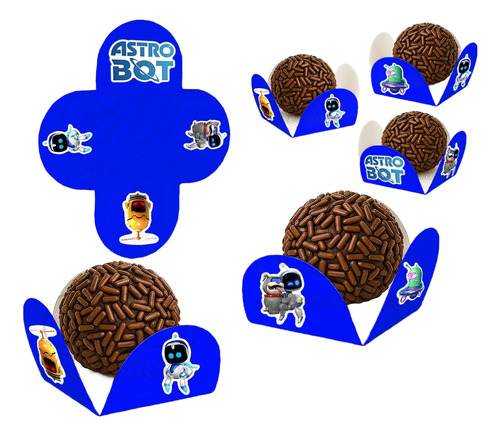 24 Forminhas Para Doces Tema Astro Bot Decoração Para Festa Colorido Astro Bot