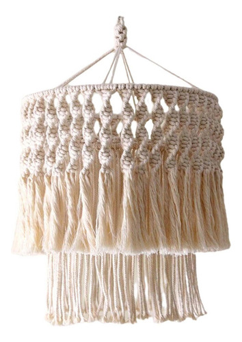 Lámpara De Macramé Boho, Estructura Metálica 30x40cm