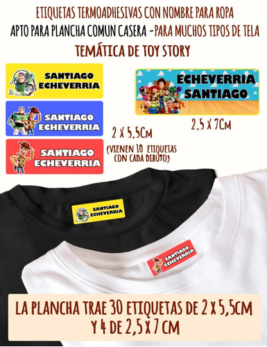 34 Etiquetas Termoadhesivas Nombre Toy Story Ropa Escuela