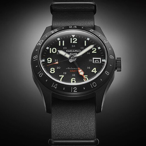 Reloj Seiko Ssk025 Hombre Automático Cuero Calendario Malla Negro Bisel Negro Fondo Negro