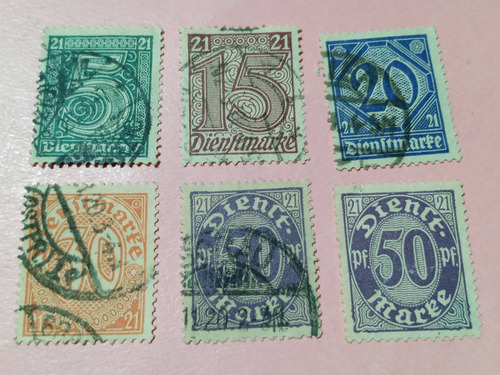 Alemania Servicio Oficial 6 Estampillas Usadas 1920