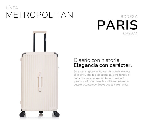 Valija Bodega Grande Rigida Candado Tsa Paris T-onebag Crema Rayas