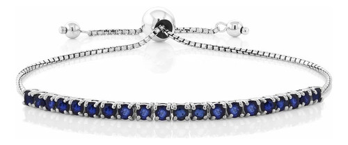 Gem Stone King Pulsera De Tenis Azul Difusa De Plata De Ley 