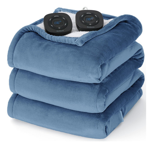 Manta Eléctrica De Cama Tamaño Queen Con Doble Control Azul