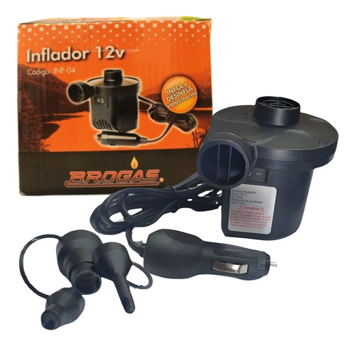 Inflador Eléctrico Brogas 12v Colchones Piletas Bote Inflabl