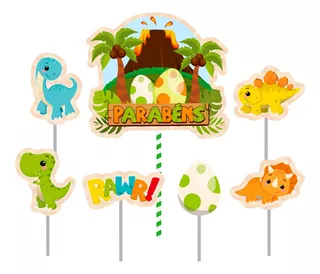 Topo De Bolo Festa Dino Baby Decorativo Em Eva