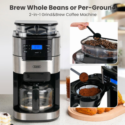 Cafetera De Goteo 10 Tazas Con Molinillo Y Temporizador 1.5l