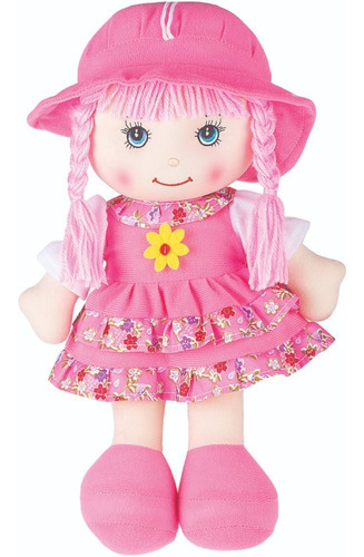 Boneca Maria Chiquinha Rosa Pano Bebê Criança Naninha Macia