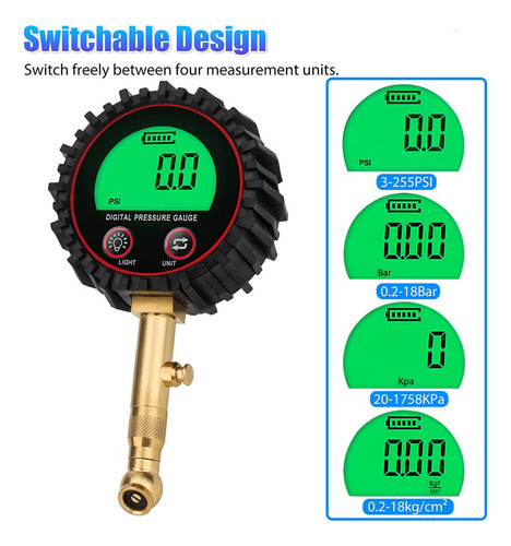 Manómetro Digital De Presión De Aire 3-255psi Con Lcd