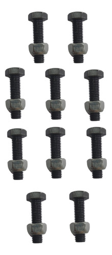 Kit 10 Parafusos Sextavados M12 X 45mm Aço E Porca Travante