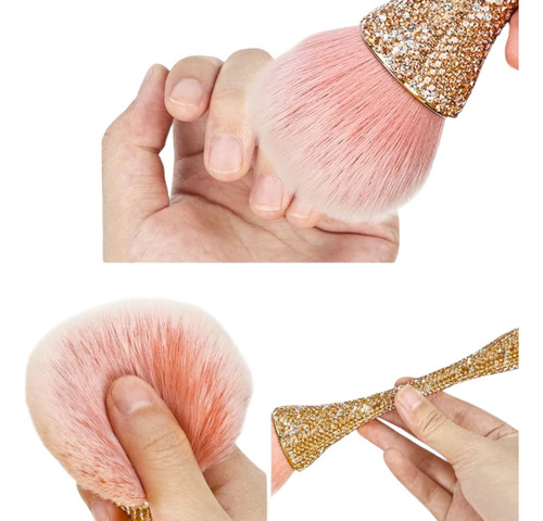 Brocha De Maquillaje Blingbling Strass Cristales Piedreria Color Rosa