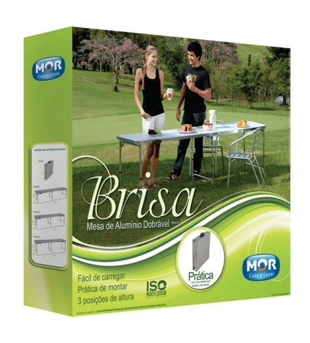 Imagem 6 de 7 de Mesa Aluminio Dobravel Brisa Mor 2,39 Mts Vira Maleta