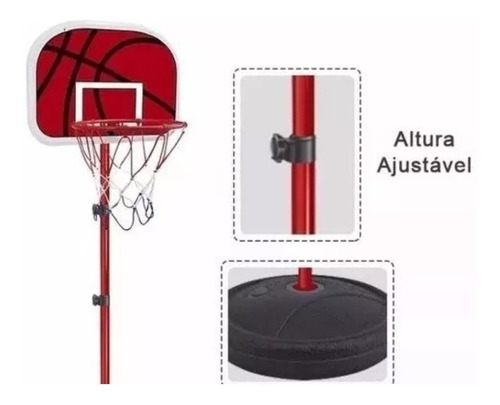 Imagem 4 de 5 de Cesta De Basquete Infantil Brinquedo Regulável Até 139 Cm