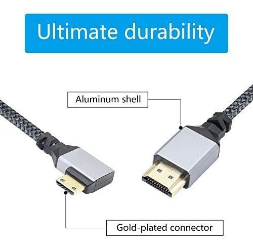 Mini Hdmi A Hdmi 90 Grados Derecho 50 Cm