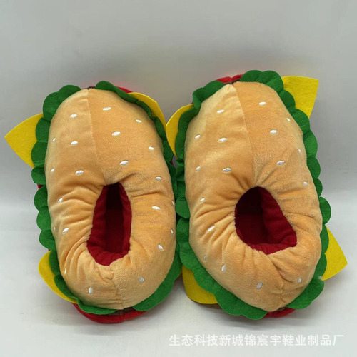 Divertidas Zapatillas De Algodón For Mujer Hamburguesa