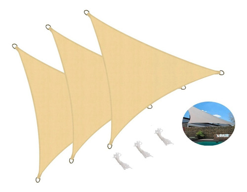 Pack 3 Velas Sombra 5x5m - Toldos Malla Sombra Triangular