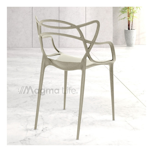 Magma Life Sillas para Comedor Spica: Set de 4 Sillas de Plástico Resistente con Diseño Moderno en el Respaldo. Perfectas para Eventos u Hogar. ¡Estilo y Durabilidad en un Solo Conjunto! (Beige)