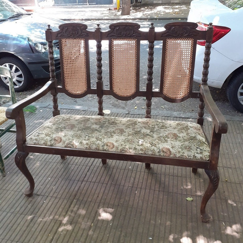 Juego De Sillones Sala En Roble Esterillado Y Tapizado #3844 (Usado)