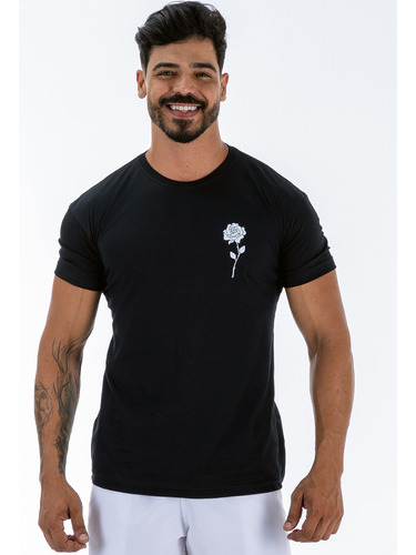 Camiseta Slim Masculina Estampa Floral Minimalista Premium