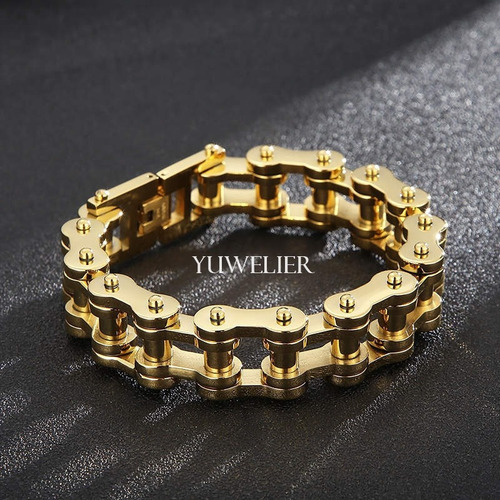 Imagen 2 de 3 de Pulsera Biker Acero Inoxidable Tipo Cadena Bicicleta Moda
