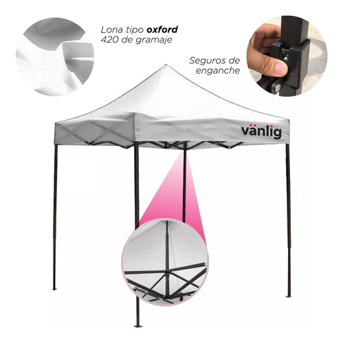 Carpa Toldo Plegable 2x2 Reforzado Impermeable Jardín Blanco