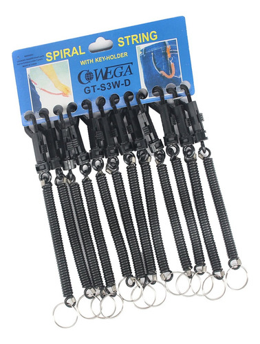 12x Llavero De Correa En Espiral Flexible Elástico Negro