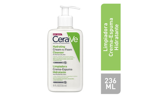 Imagen 5 de 5 de Cerave Limpiadora Crema-espuma Hidratante 236ml Para Rostro