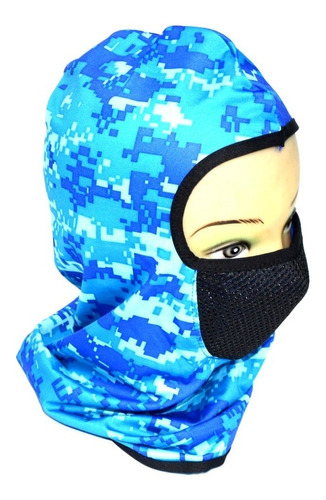 Pasamontañas Licrado Para Moto Cicla Balaclava Azul Militar