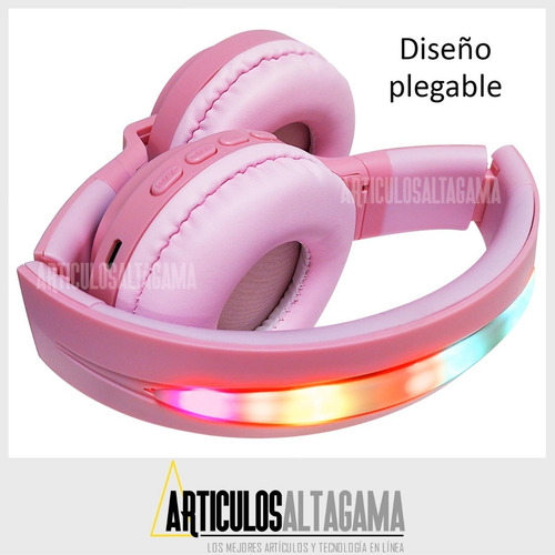 Audífonos Diadema Bluetooth Fm Micro Sd Luces Pantalla