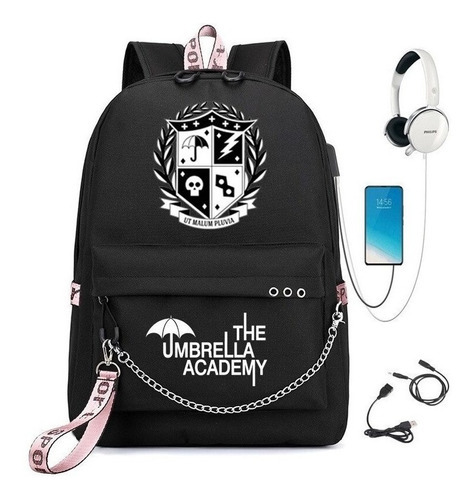 Mochila USB The Umbrella Academy para mulheres, homens e adolescentes, cor 1, design de tecido, nova