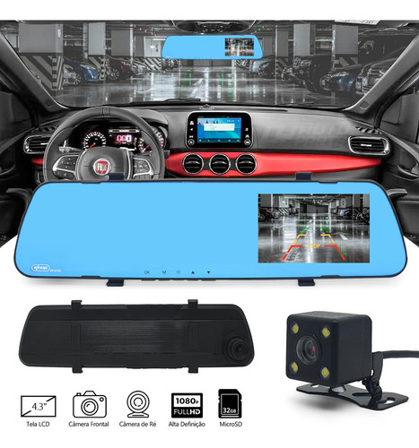 Retrovisor C/ Tela + Câmera + Sensor Ré Grafite Cobalt 2016