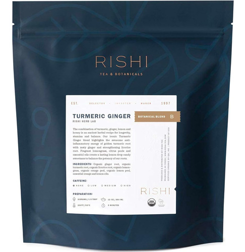 Té De Hierbas Rishi Tea Cúrcuma Jengibre - Hojas Sueltas Org
