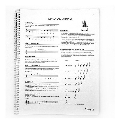 Cuaderno Pentagramado Espiralado 50 Hojas Leonard Lnd-50