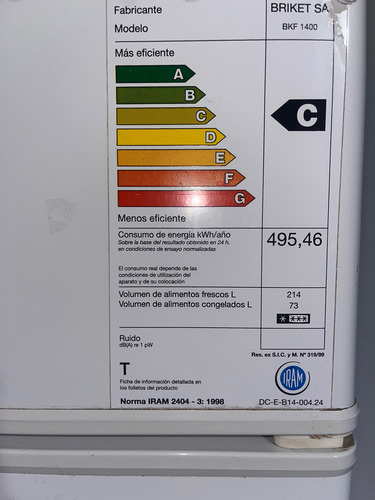 Heladera Conqueror Bkf 1400- Excelente Estado Blanco (Usado)