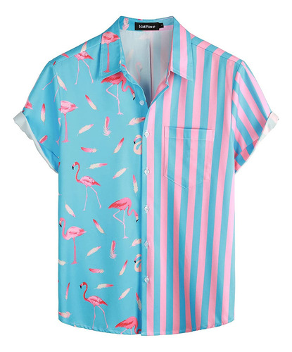 Camisa Hawaiana Ajustada Con Solapa Para Hombre