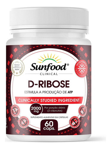Suplemento D Ribose 60 Capsulas Sunfood Clinical Sabor Sem