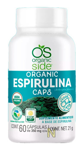 Imagen 1 de 1 de Espirulina Orgánica (60 Caps) Organic Side