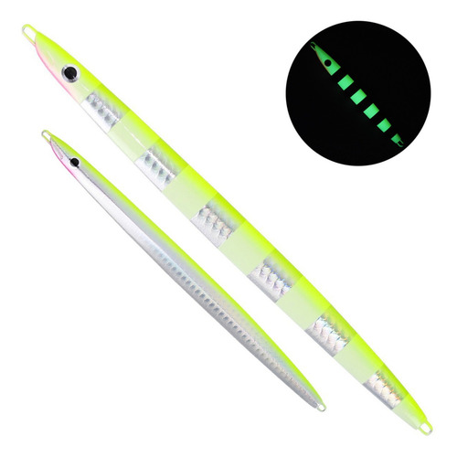 Isca Artificial Jig Ns Hybrid 250g 26cm Listra Hot Glow Cor Hot Prata Limao Listra Glow