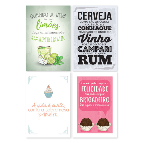 Imagem 6 de 6 de Placas Decorativas Cozinha Drinks E Desserts 20x30cm Kit 4un